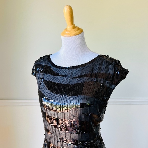 Magaschoni 100% Silk Sequin Black Mini Dress - Picture 4 of 9